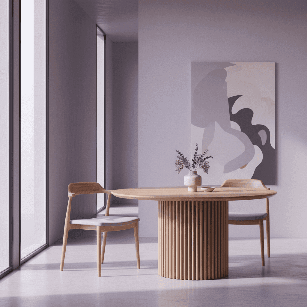 Oak Dining Table with Pleated Base